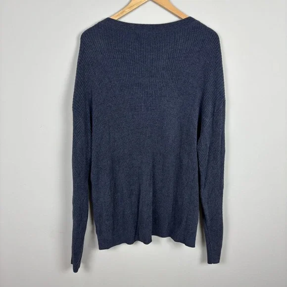 BAREFOOT DREAMS Tunic Sweater Womens 1X Gray Navy Cozy‎ Chic Ultra Lite V-Neck - Picture 5 of 8